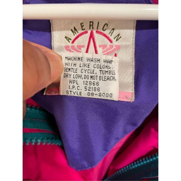 American Vintage Windbreaker Women’s L Full Zip 80s Flashdance Psychedelic - Picture 9 of 9